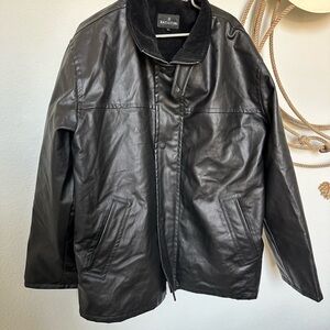 🖤 Batistini Black Faux Leather Jacket with Corduroy Collar 🏍️